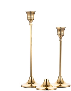 Handcrafted Fancy Romantic Wedding Home Golden Metal Candlestick Stand Long <b>Taper</b> <b>Candle</b> Holder Set for Decoration <b>Candle</b> Mold - Product Image 1