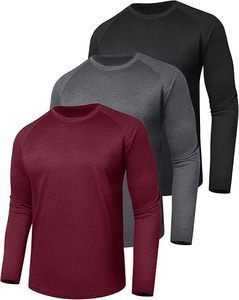 Camiseta de Manga Larga para Hombre, de Secado Rápido, Color Sólido, Cuello Redondo, Corte Holgado, Tejido de Poliéster, Informal, con Logotipo Frontal, Estilo Vintage, Talla Grande - Product Image 2