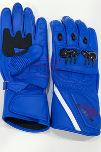 Guantes de Motociclismo de Cuero Azul, Protección Completa para los Nudillos, Guantes de Motocicleta para Pista, OEM - Product Image 3