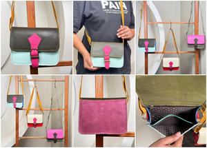 Sac à bandoulière en cuir recyclé fabriqué à la main à la mode sac à main en cuir souple sac à main de vente chaude sac multicolore unique élégant pour femmes - Product Image 3