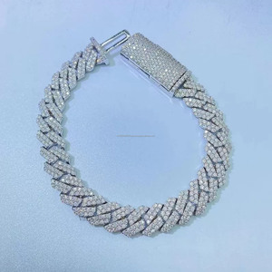 Pulsera de eslabones cubanos personalizada de dos líneas de 13mm de lujo VVS Moissanite Stones 925 Sterling Silver Hip Hop Jewelry al por mayor - Product Image 2