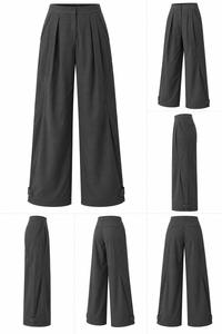 Pantalon unisexe en charbon de bois à jambe large, devant plat, poches latérales, taille élastique, attaches aux chevilles, 100 % coton, poids moyen, écologique, respirant - Product Image 6