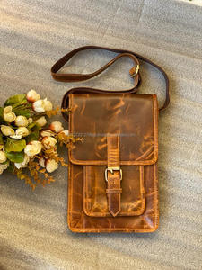 Bolso de mano de cuero auténtico de grano completo hecho a mano para mujer, bolso de hombro cruzado de uso de oficina de cuero Vintage auténtico - Product Image 2