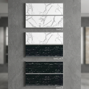 OEM 300x450mm Southern Vintage Full Polished Porcelain Black and White Rustic Antique Wavy Embossed Ceramic <b>Wall</b> Tiles - Product Image 2