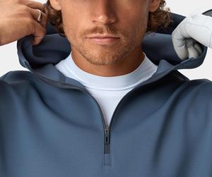 Sudadera de golf de secado rápido para hombre, de poliéster suave y spandex, ligera, para gimnasio y deportes, con cremallera de 1/4, sudadera con capucha de golf para hombre, con cremallera de 1/2, media cremallera - Product Image 5