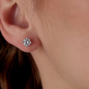 Pendientes de Diamantes Cultivados en Laboratorio, Corte Brillante, en Oro, Oro Rosa, Oro Blanco o Plata, VVS VS D E F, para Mujer - Product Image 1