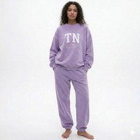 Ensemble sweat-shirt et pantalon de jogging en molleton Kentucky pour femme, col rond, manches longues, coupe classique, décontracté, uni, écologique, toutes saisons, bleu