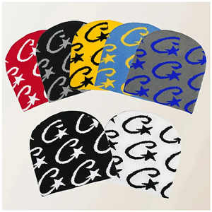 Bonnet tricoté unisexe décontracté en laine chaude pour l'hiver, style hip-hop, tendance, pour l'extérieur, avec impression de lettres, prix de gros - Product Image 1