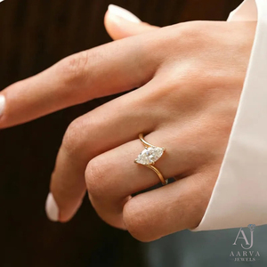 Bague de fiançailles de luxe en moissanite taille marquise, plaqué or 18 carats, argent sterling, sertie de griffes, bijoux de mariage pour femme - Product Image 2
