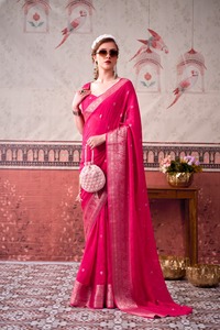 Indian Traditional Ethnic Casual Saree with Printed with Zari Weaving Work for Daily Wear and Festive Function for Women Outfit - Product Image 2