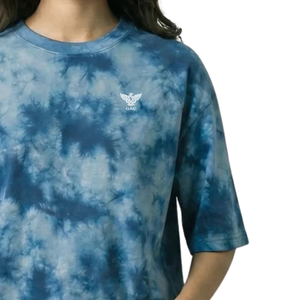 Blue <b>Tie</b> Dye T Shirt Short Sleeve Raglan Crew <b>Neck</b> Casual Streetwear Tee Shirt Wholesale Bulk Apparel Supplier Fashion <b>Top</b> - Product Image 3