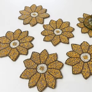 CRYSTAL CRAFT Handmade Glass <b>Beads</b> <b>Coaster</b> Seed <b>Beads</b> Tableware Mat Artisan Embroidery Custom Logo Eco Custom Color Custom Size - Product Image 6