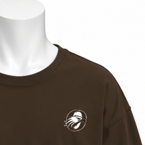 เสื้อยืดคอตตอนแขนยาวทรงโอเวอร์ไซส์สีน้ำตาลกาแฟ รุ่น Reverse LS ล้างแบบวินเทจ ไหล่ตก ทรงหลวม ใส่ได้ทั้งชายและหญิง สไตล์สตรีทแวร์ลำลอง - Product Image 5