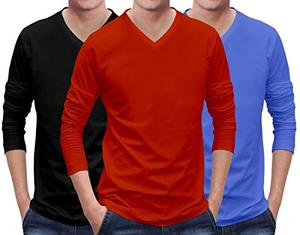 Camiseta de Manga Larga para Hombre, Cuello en V, Corte Regular, Cómoda, Mezcla de Algodón - Product Image 1