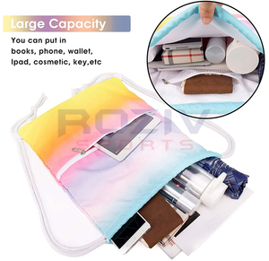 Sac à cordon personnalisé de haute qualité, léger, écologique, avec doublure imperméable et poche zippée, idéal pour la gym - Vente en gros - Product Image 3