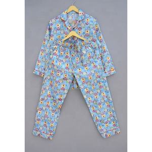 Ensemble de pyjama en coton pur pour femmes, chemise imprimée avec bloc de main, robe de nuit douce et confortable, nouvelle collection - Product Image 3