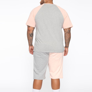 Ensemble deux pièces unisexe pour homme : T-shirt et short d'été avec taille élastique, motif uni respirant – Conception 2-en-1 - Product Image 3