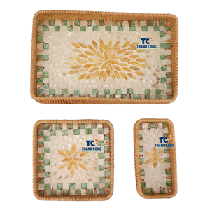 Exportateur Professionnel Plateau en Rotin Nacre Élégant Accessoire de Luxe pour la Maison Plateau en Nacre Vietnam - Product Image 1