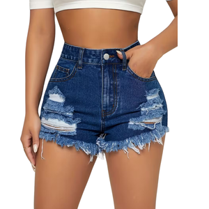Shorts en jean 100% coton à taille haute pour femmes, très demandés |   Vêtements de rue tendance pour l'été, vente en gros, fabrication sur mesure - Product Image 5