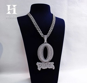 Pendentif de luxe en forme de lettre O entièrement pavé de diamants, collier hip-hop personnalisé pour fournisseur de bijoux bling en gros - Product Image 4