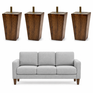 Pied de meuble trapézoïdal en bois massif pour canapé, design moderne du milieu du siècle, installation facile, pied de canapé en bois massif - Product Image 1