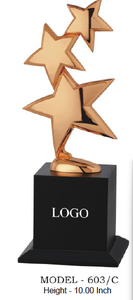 Trophée Étoile en Métal Plaqué Modèle 603 A B C Durable avec Base en Bois Noir pour Gravure de Logo – Idéal Sports et Jeux - Product Image 6