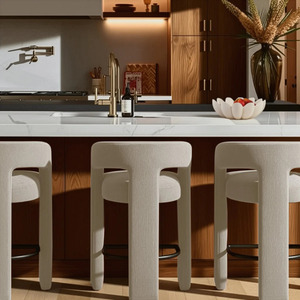 Modern Upholstered <b>Bar</b> <b>Stool</b> Tufted <b>Backless</b> Counter Chair Beige Fabric Seating for Cafe Restaurant Home - Product Image 6