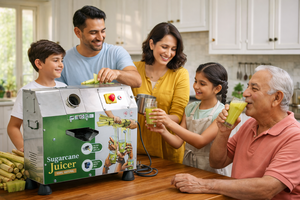 Extractor de Jugo de Caña de Azúcar de Alta Resistencia, Máquina Comercial Automática de Acero Inoxidable para Procesamiento de Bebidas Naturales Frescas, 1HP - Product Image 4