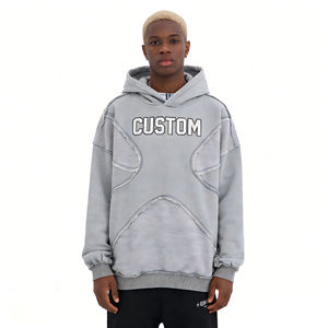 Sweat à capuche personnalisé 500 g/m² en polyester/coton, coupe oversize, broderie 3D, polaire anti-plis, uni, avec fermeture éclair - Product Image 1