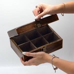 Handmade 6-Inch Rectangle MDF Wood & Leather <b>Treasure</b> Chest <b>Box</b> Hinged Lid for Wedding Decor Tea Flower Other Storage Purposes - Product Image 4