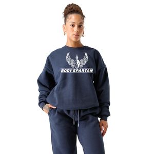 Sweat-shirt à col rond bleu marine pour femme, manches longues, en polaire, décontracté, pour la salle de sport, vêtements de sport, doux, léger, pour tous les jours - Product Image 1