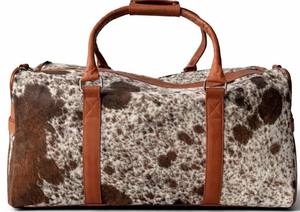 Bolso de fin de semana de cuero de vaca de primera calidad con pelo, estilo occidental LHDB-0163 - Product Image 1