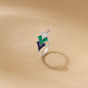 Anillo de Diamantes Naturales Inspirado en el Pavo Real en Plata de Ley 925 |   Joyería Fina Minimalista para el Día a Día para Mujer - Product Image 1