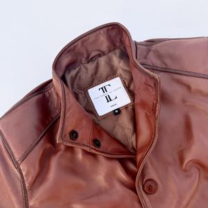 Chaqueta de Cuero Genuino Personalizada de la Marca TRILACE para Hombre, Ropa de Diseñador, con Capucha, Cuello Alto, Logotipo Frontal, Chaqueta Varsity de Lujo - Product Image 3