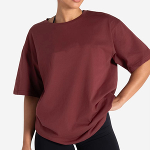 Wholesale Custom High Quality Wide Boxy Blank t Shirt Heavy Weight Cotton <b>Tshirt</b> Oversized <b>Red</b> T-shirt <b>for</b> <b>Women's</b> Wear - Product Image 4