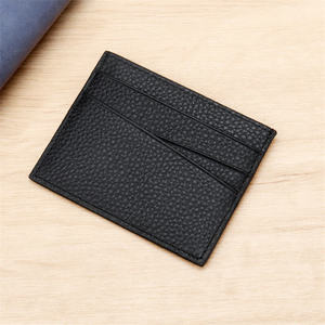 Porte-cartes de crédit fin en cuir véritable avec logo personnalisé, porte-cartes en cuir RFID pour homme - Product Image 1