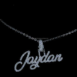 Customized Personalize <b>Initial</b> Glitter Diamond 925 <b>Sterling</b> <b>Silver</b> Name Pendent <b>Necklace</b> - Product Image 6