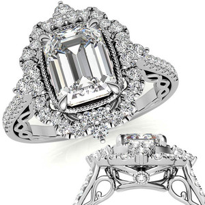Natural 18k/22k/<b>24k</b> <b>Gold</b> IGI Certified Ornate Radiant Cut Lab Grown Diamond Graduated Halo Engagement <b>Ring</b> for Bride Bridal Wear - Product Image 1