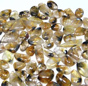ควอตซ์รูไทล์สีทองธรรมชาติแบบขายส่ง พลอยรูไทล์ควอตซ์แบบหลวม เรียบเนียนสวยงาม สำหรับทำเครื่องประดับ - Product Image 3