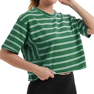Camiseta Casual de Mujer, Elástica, de Spandex/Algodón, Estampada, Antiarrugas, Transpirable, Cuello Redondo, Manga Corta, Personalizada para Camiseta de Punto - Product Image 3