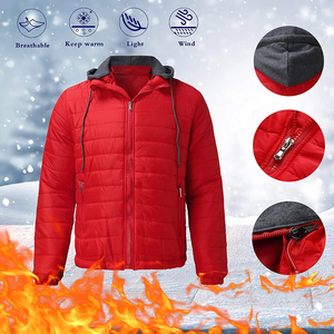 Vestes matelassées pour hommes de bonne qualité, chaudes et élégantes pour l'hiver, couleur rouge unie, vestes matelassées en duvet avec deux poches - Product Image 6