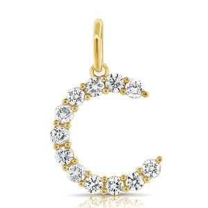 Breloques Lettres Initiales en Or Massif 14k 18k, Diamant de Laboratoire Rond Pavé, Pendentifs Alphabet Minimalistes de Luxe pour Usage Quotidien (Uniquement) - Product Image 3