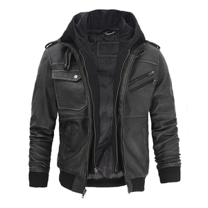 Chaqueta de Motociclista de Cuero PU para Hombre, Color Sólido, Cierre de Botones Cubiertos, Forro Polar, Transpirable, Resistente al Viento, Estilo Bomber Informal de Invierno - Product Image 4
