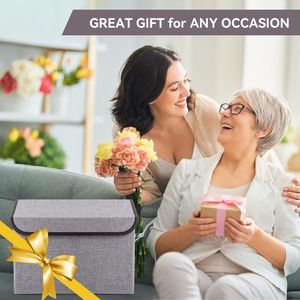 Set di 3 Contenitori Pieghevoli in Tessuto da 42 Quarti (17 Pollici) per Organizzazione Armadio, Impilabili con Coperchi, Cesti e Contenitori Pieghevoli in Lino - Product Image 4