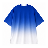 T-shirt oversize pour femme Zeta Phi Beta, dégradé bleu et blanc, col en V, manches courtes, imprimé lettres grecques, tee-shirt de sororité