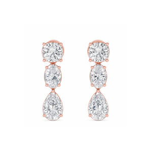 10K Gold Lab Grown Diamond Drop Earrings | <b>Cushion</b> Oval Pear Cut D-E Color Diamonds VVS-VS Clarity | Luxury Wedding Fine Jewelry - Product Image 2