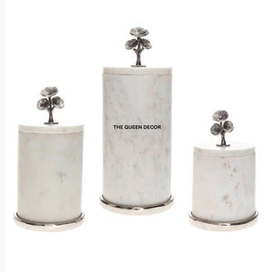 Juego de Recipientes de Almacenamiento de Alimentos, Tamaños Pequeño y Grande, Diseño de Lujo, Color Plata Antigua, Metal, Hoja de Bambú, Rama Decorativa, Madera Oscura - Product Image 5