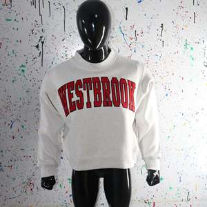 Sudadera WESTBROOK BLANCA con Cuello Alto, 100% ROJA, Apliques Bordados, Cuello Ancho, Hilos Finos - Product Image 2