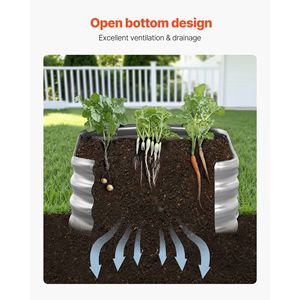 Bac à fleurs et jardinière surélevée en métal galvanisé, grande taille 6 x 3 x 1 pi, design à fond ouvert, pour l'extérieur - Product Image 6