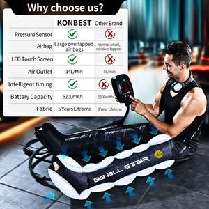 Masseur de pieds et de jambes portable de haute qualité à pression d'air pour la récupération sportive, taille réglable, massage puissant, thérapie par compression, minuterie - Product Image 2